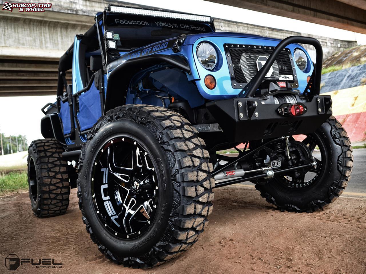 vehicle gallery/jeep wrangler fuel full blown d254 22X14  Gloss Black & Milled wheels and rims