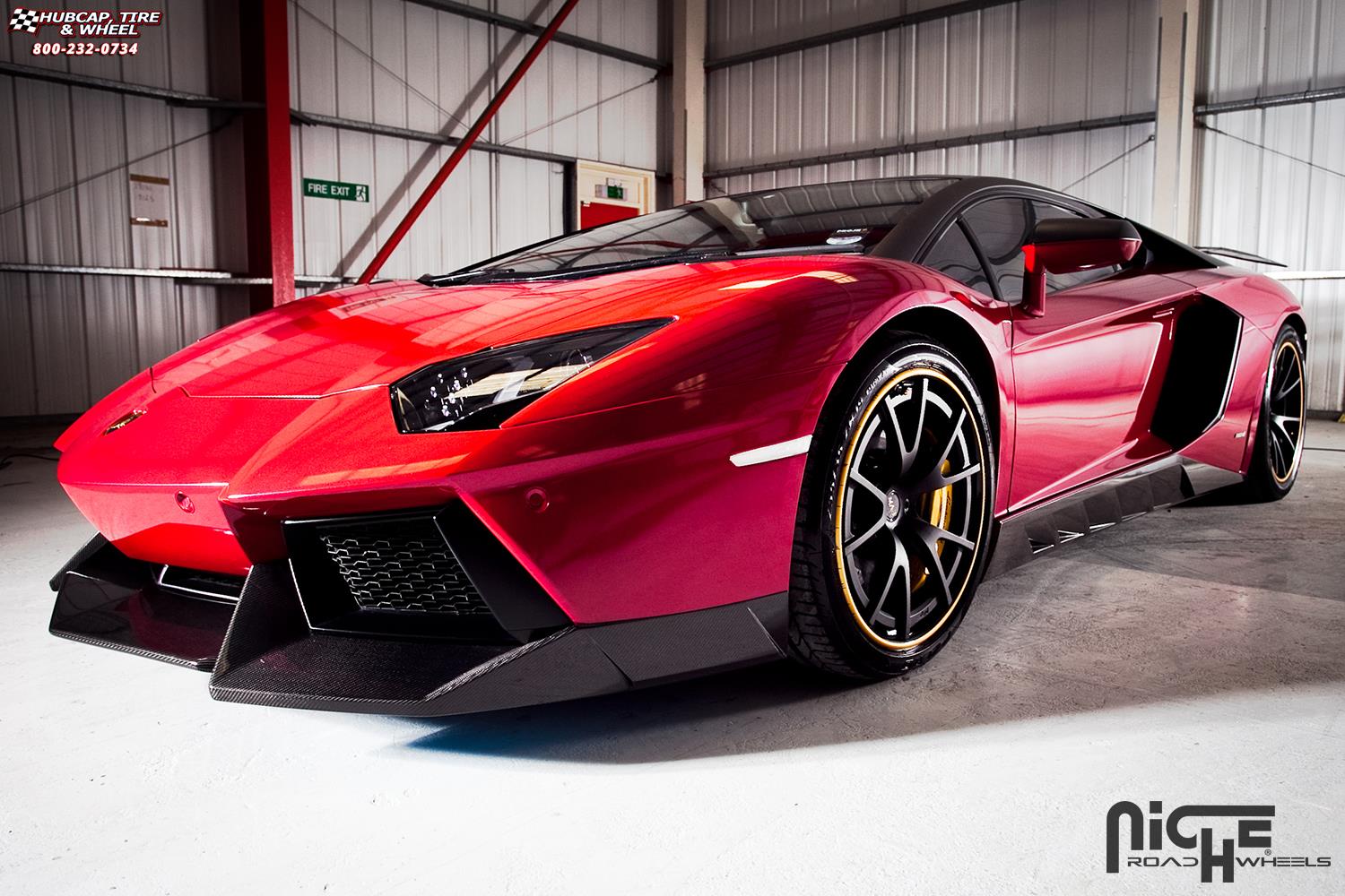 vehicle gallery/lamborghini aventador niche stuttgart 19x9  Matte Black, Gloss Black Lip wheels and rims