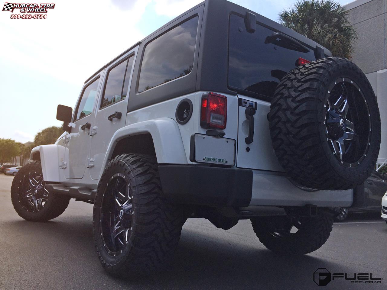 vehicle gallery/jeep wrangler fuel full blown d554 20X10  Gloss Black Milled wheels and rims