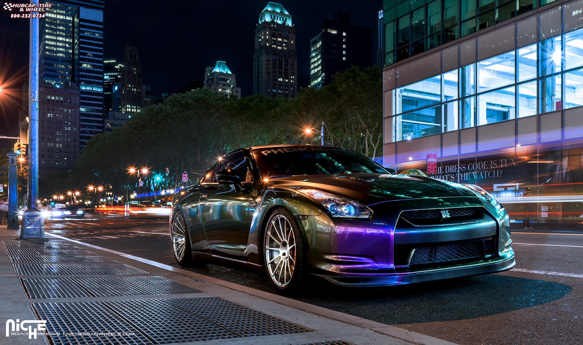 vehicle gallery/nissan gt r niche spec 20x10  Brushed Face | Hi Luster Polished Windows | Brushed Barrel wheels and rims