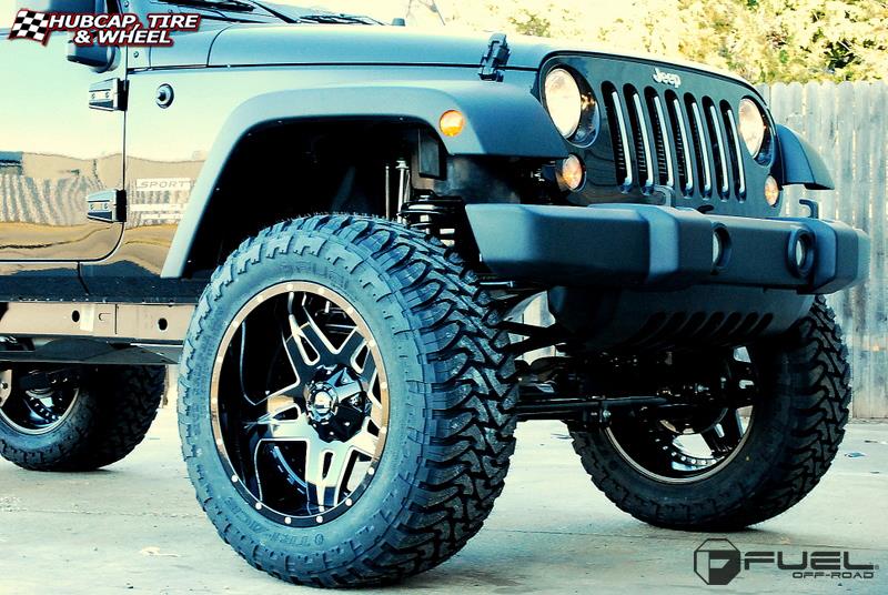 vehicle gallery/jeep wrangler fuel full blown d254 22X14  Gloss Black & Milled wheels and rims