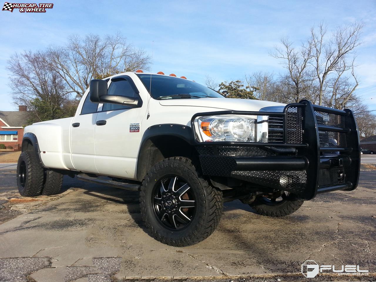 vehicle gallery/dodge ram 3500 fuel maverick dually rear d538 20X8  Black & Milled wheels and rims