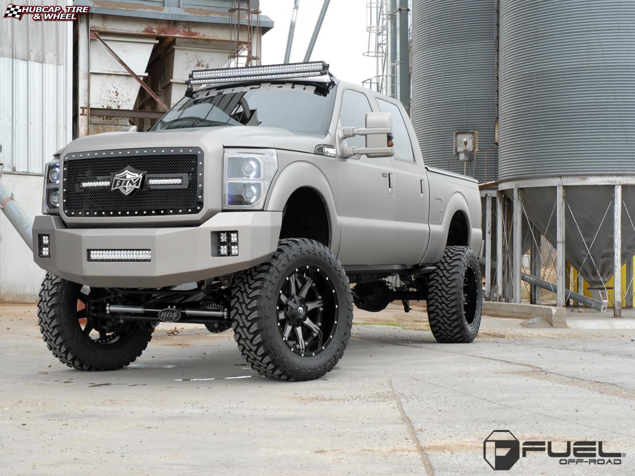 vehicle gallery/ford f 350 fuel nutz d252 22X14  Black & Machined with Dark Tint wheels and rims