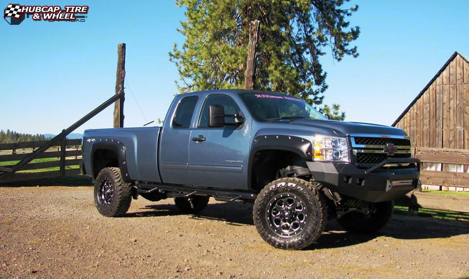 vehicle gallery/chevrolet silverado fuel boost d534 18X9  Matte Black & Milled wheels and rims