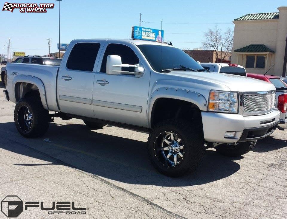 vehicle gallery/chevrolet silverado 1500 fuel maverick d260 20X12  Chrome with Gloss Black Lip wheels and rims