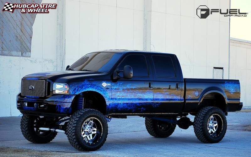 vehicle gallery/ford f 250 fuel full blown d253 22X12  PVD Chrome Center | Gloss Black Lip wheels and rims