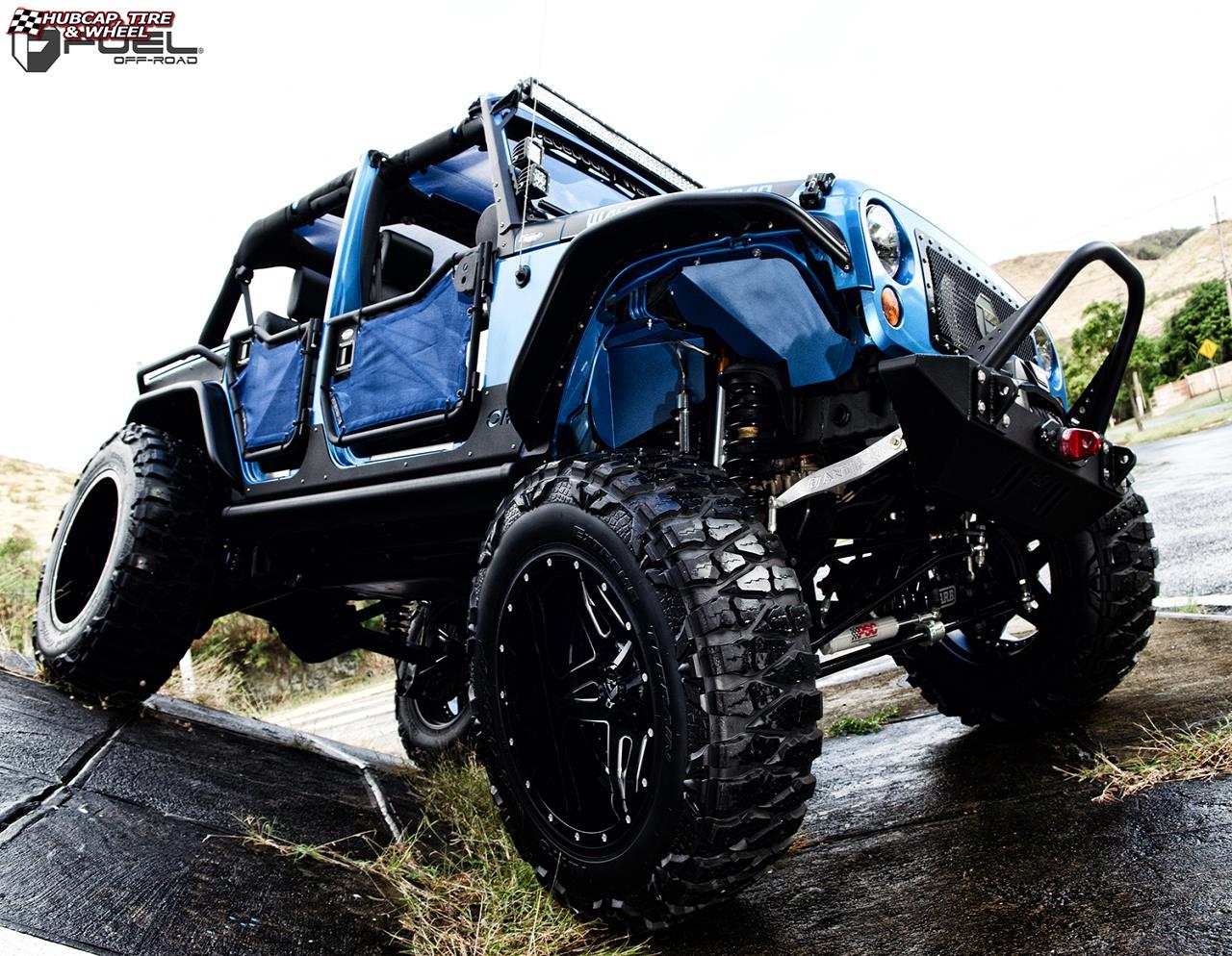 vehicle gallery/jeep wrangler fuel full blown d254 22X14  Gloss Black & Milled wheels and rims