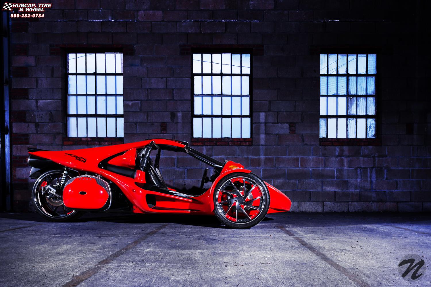 vehicle gallery/t rex 14r niche invert 19x7.00  Matte Black Center, Gloss black outer w red stripe wheels and rims