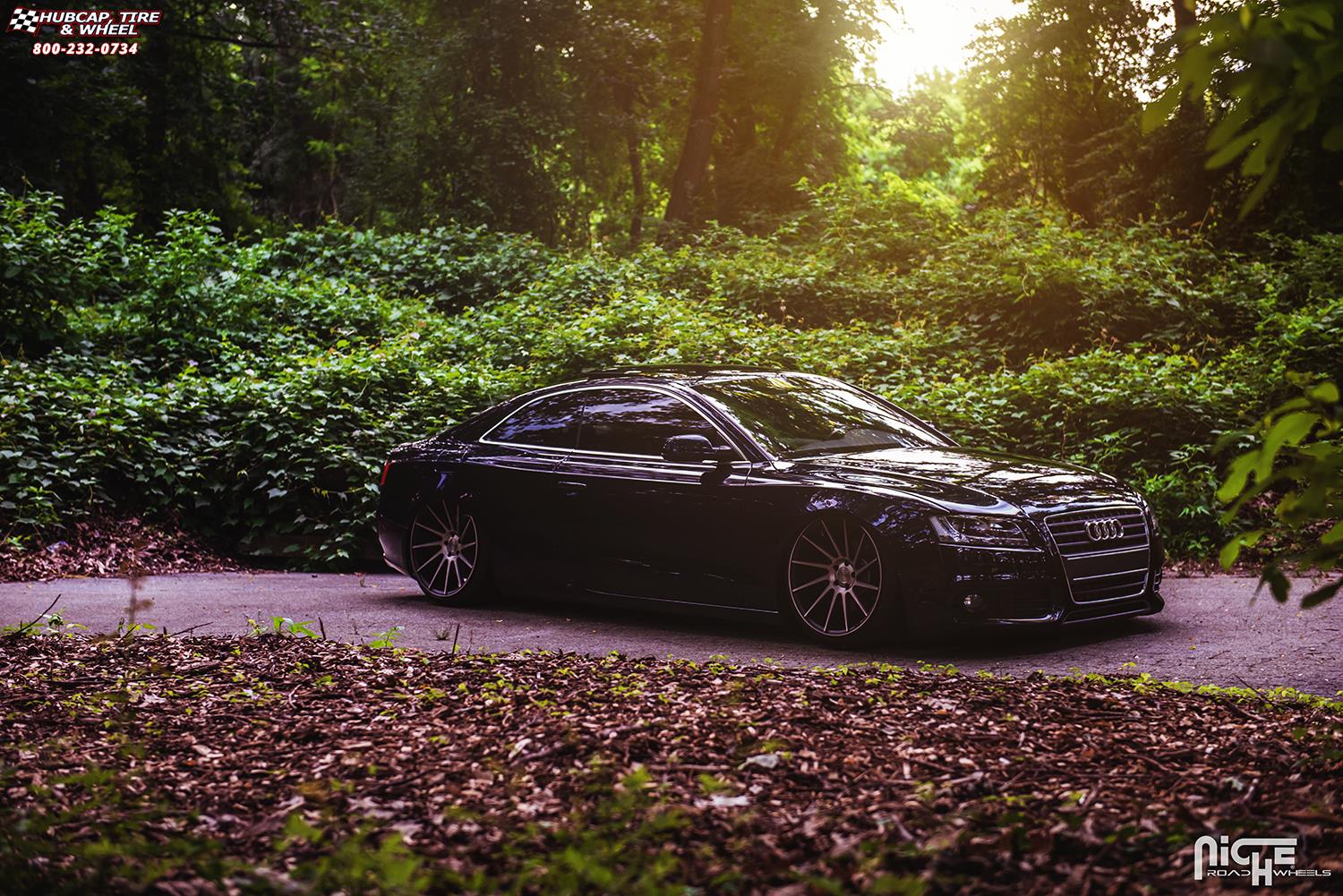vehicle gallery/audi a5 niche surge m114 20x105 Black & Machined w/ Dark Tint wheels and rims