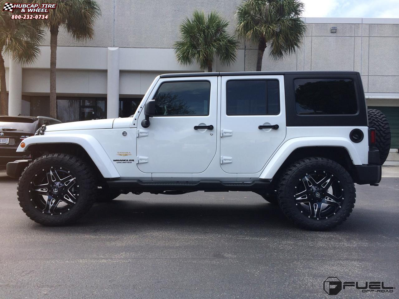 vehicle gallery/jeep wrangler fuel full blown d554 20X10  Gloss Black Milled wheels and rims