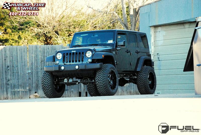 vehicle gallery/jeep wrangler fuel full blown d254 22X14  Gloss Black & Milled wheels and rims
