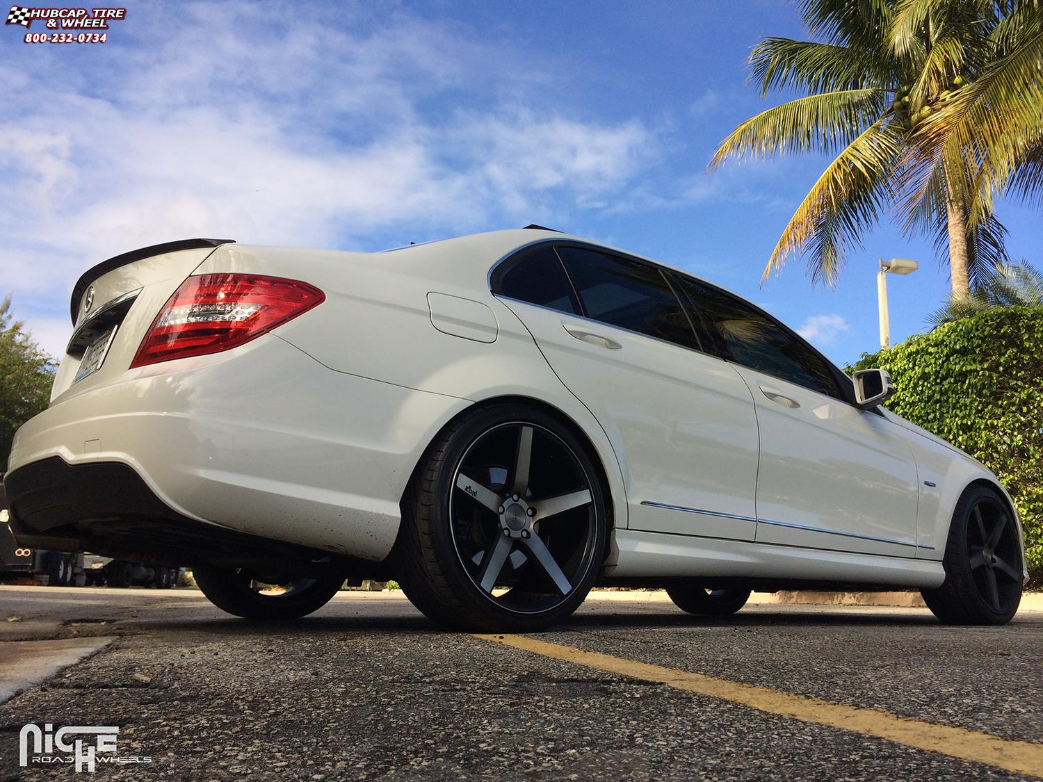vehicle gallery/mercedes benz c350 niche milan m134 19x85  Black & Machined with Dark Tint wheels and rims