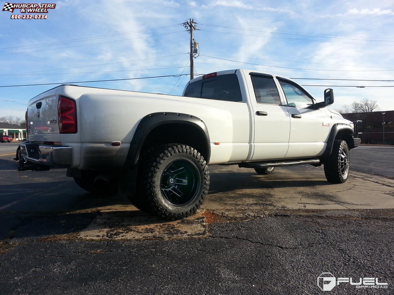 vehicle gallery/dodge ram 3500 fuel maverick dually rear d538 20X8  Black & Milled wheels and rims