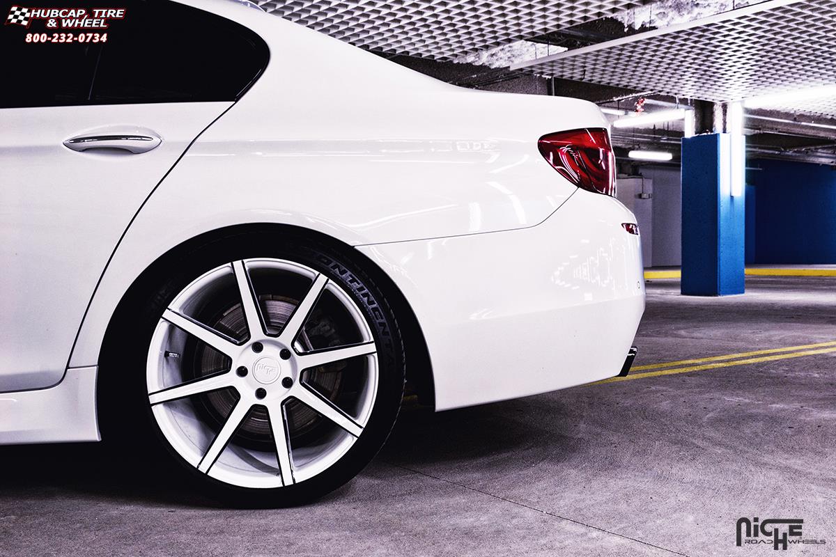 vehicle gallery/bmw 550i x drive niche nyx 20x9  Gloss White | Gloss Black Windows wheels and rims