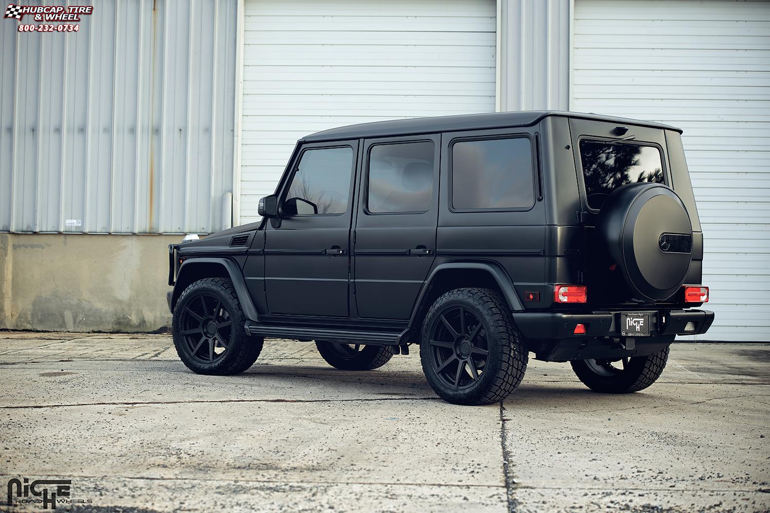 vehicle gallery/mercedes benz g63 niche nyx 20x10  Matte Black Face & Lip, Gloss Black Windows wheels and rims