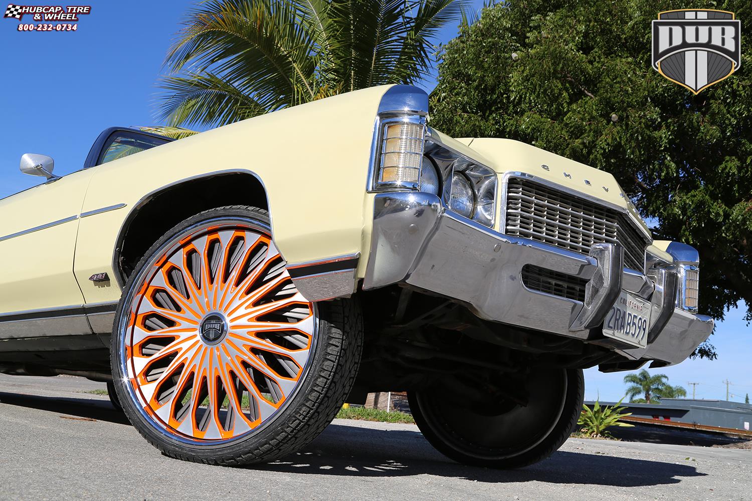 vehicle gallery/chevrolet impala dub s718 fate 26X9  Orange & Milled wheels and rims