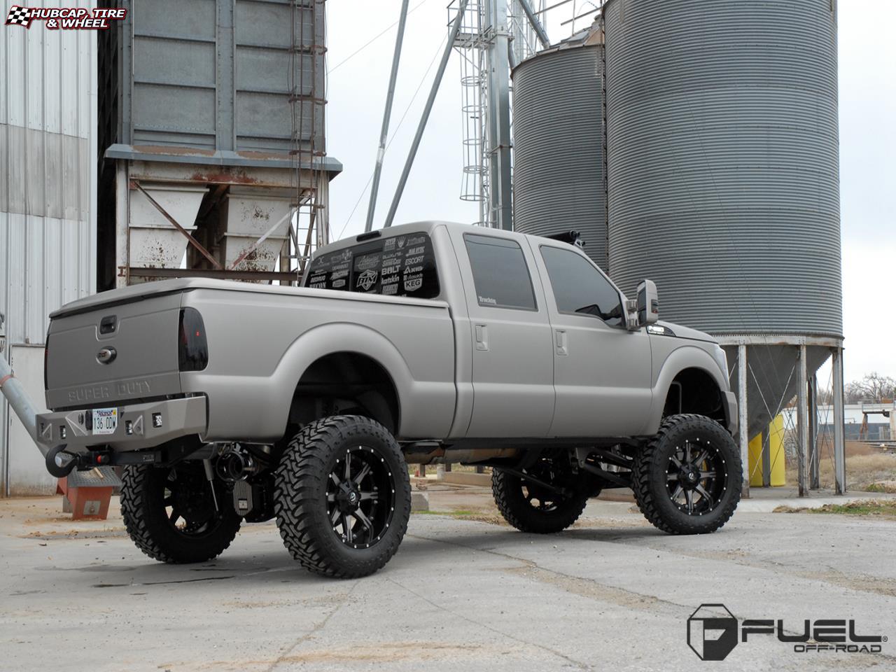 vehicle gallery/ford f 350 fuel nutz d252 22X14  Black & Machined with Dark Tint wheels and rims