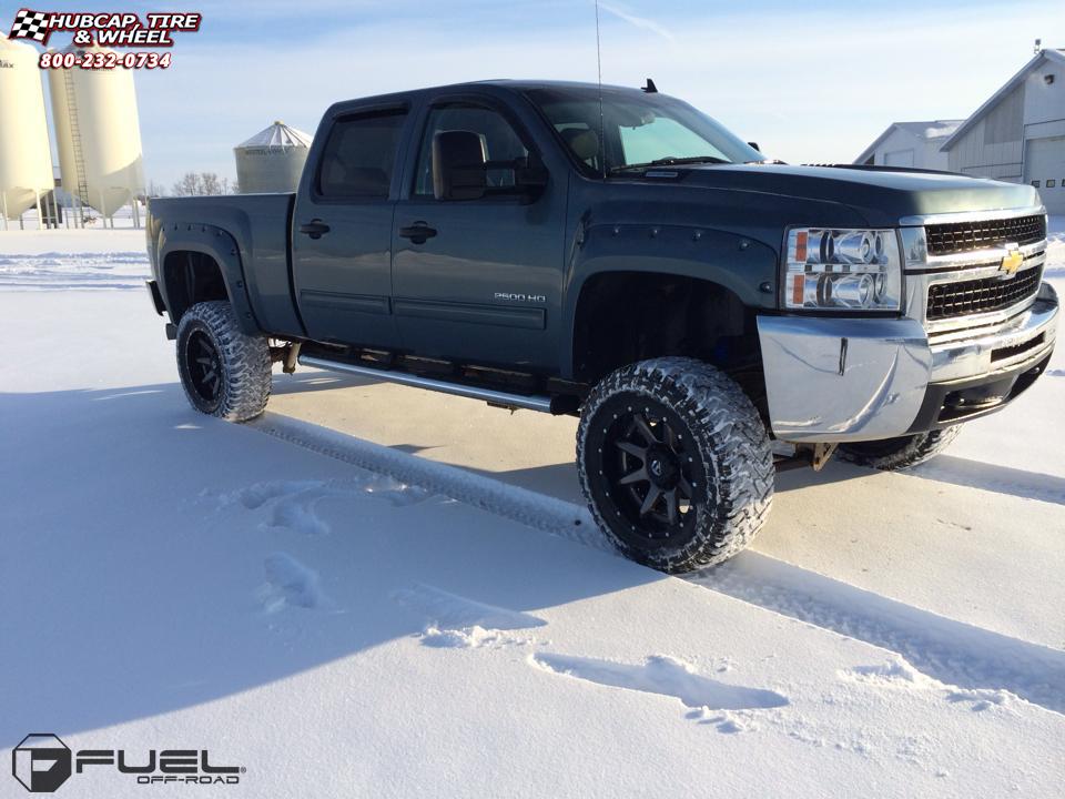vehicle gallery/chevrolet silverado 2500 fuel rampage d238 20X10  Anthracite center, gloss black lip wheels and rims