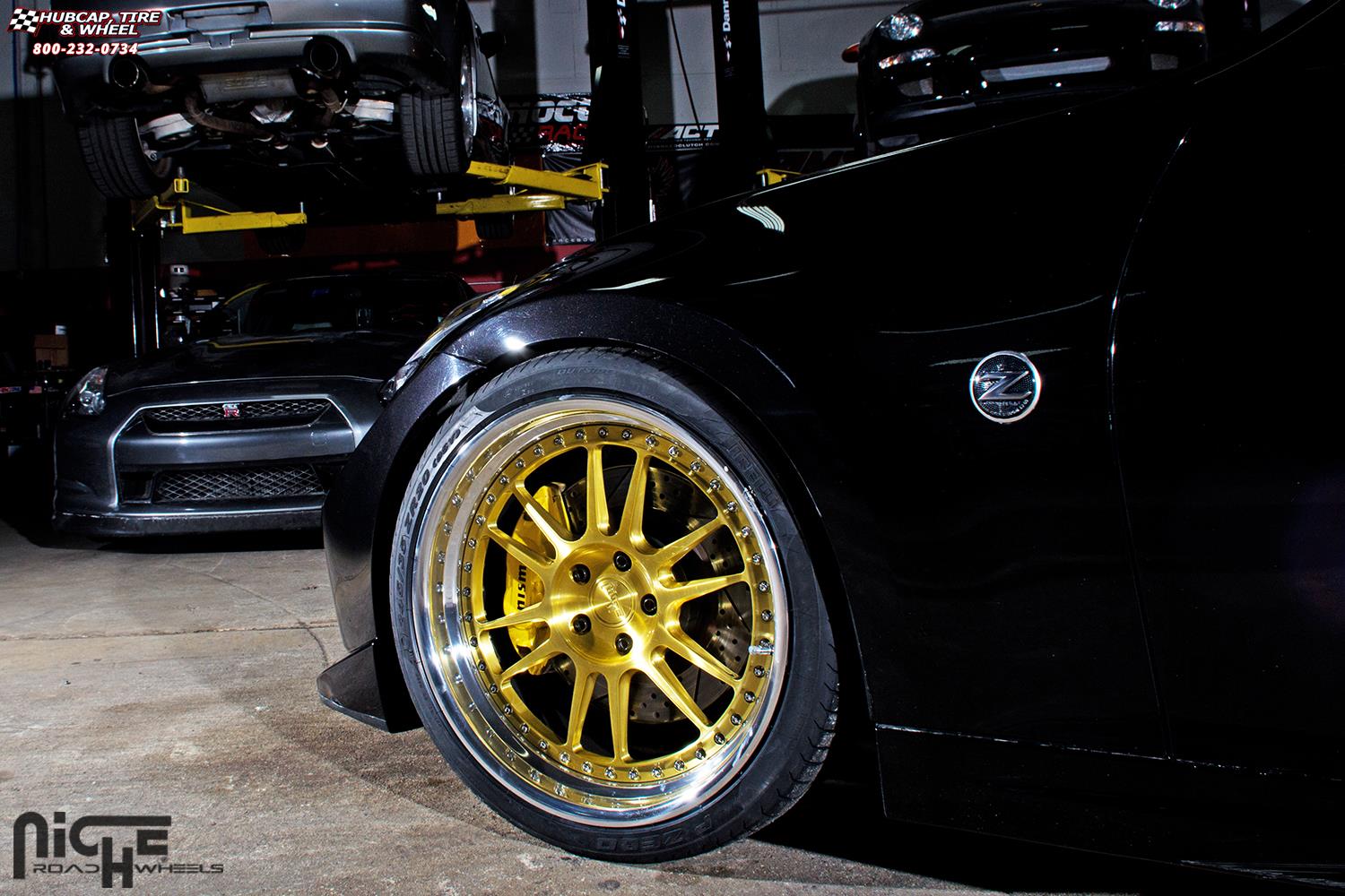 vehicle gallery/nissan 370z niche vicenza h72 20x9  Brushed with Chrome Lip wheels and rims