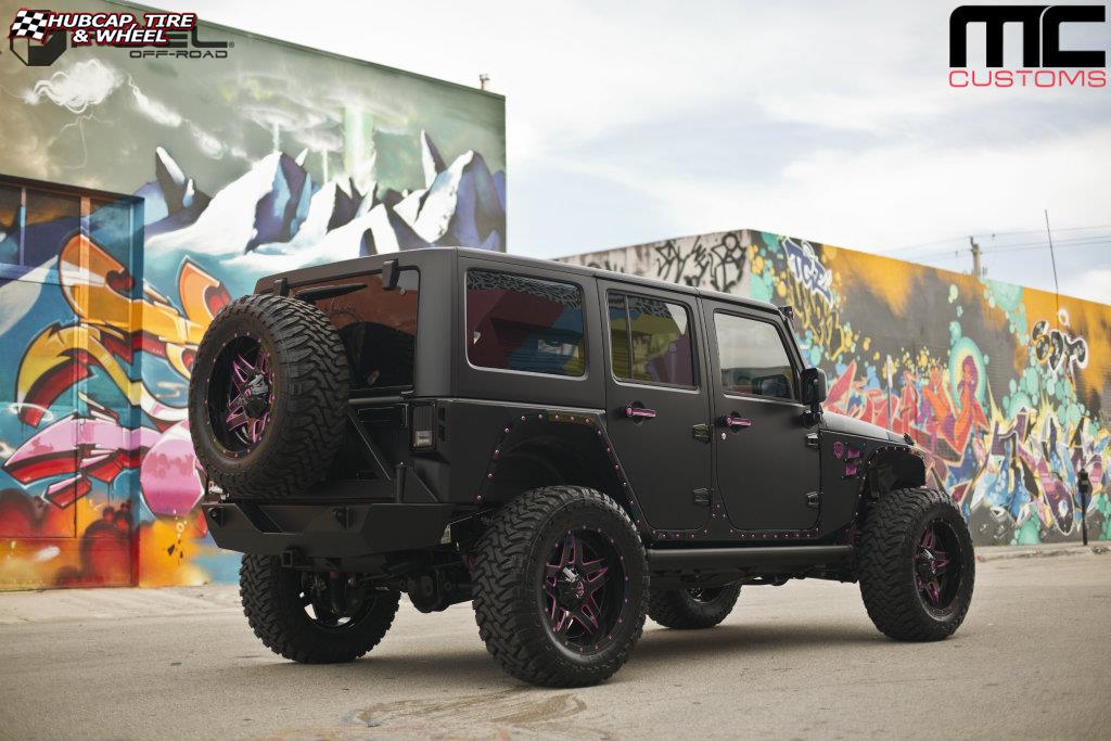 vehicle gallery/jeep wrangler fuel full blown d254 20X10  Gloss Black & Milled wheels and rims