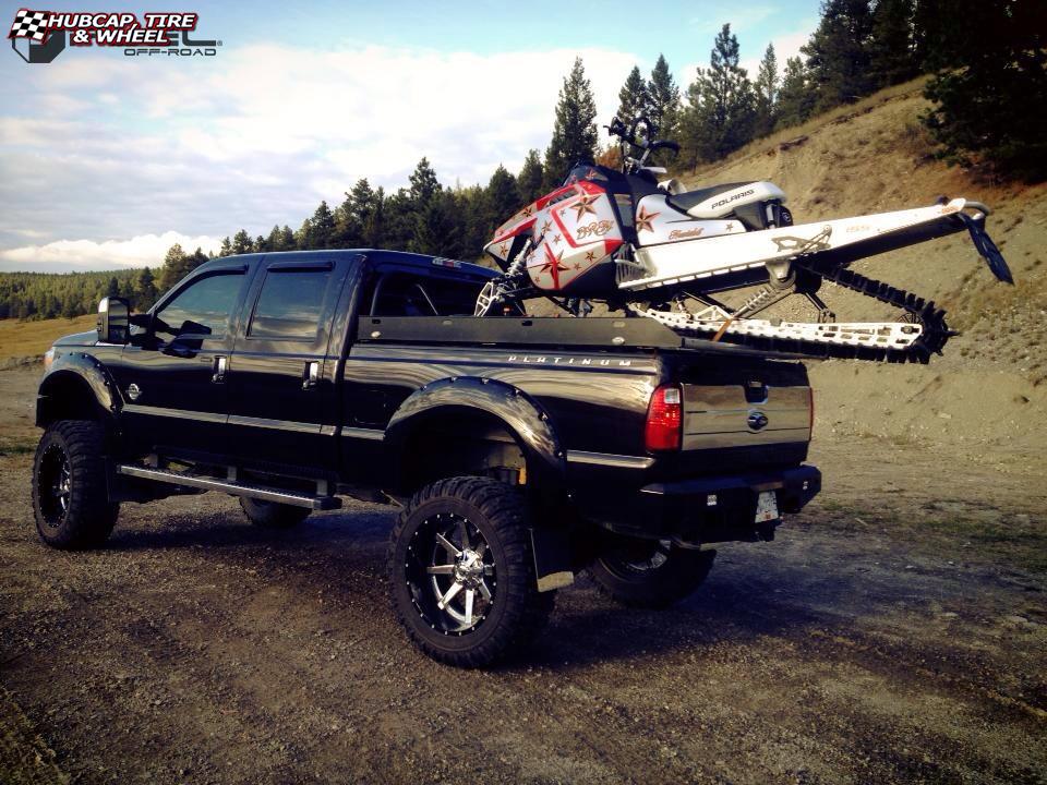 vehicle gallery/ford f 350 fuel maverick d260 24X12  Chrome with Gloss Black Lip wheels and rims