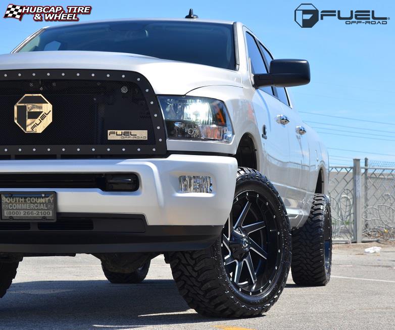 vehicle gallery/dodge ram 2500 fuel renegade d265 22X10  Black & milled center, gloss black outer wheels and rims