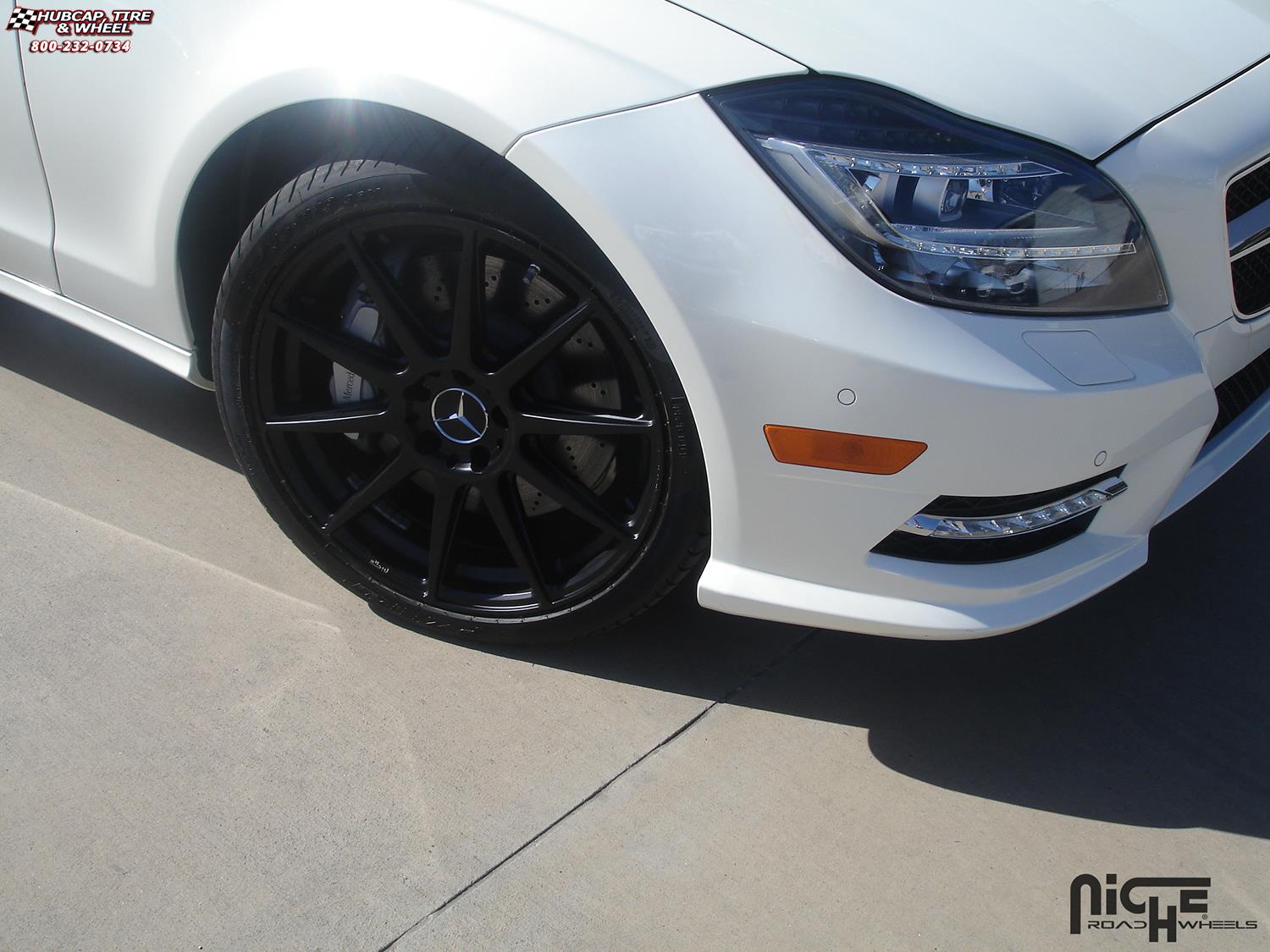 vehicle gallery/mercedes benz cls 550 niche essen m147 19x85  Matte Black wheels and rims