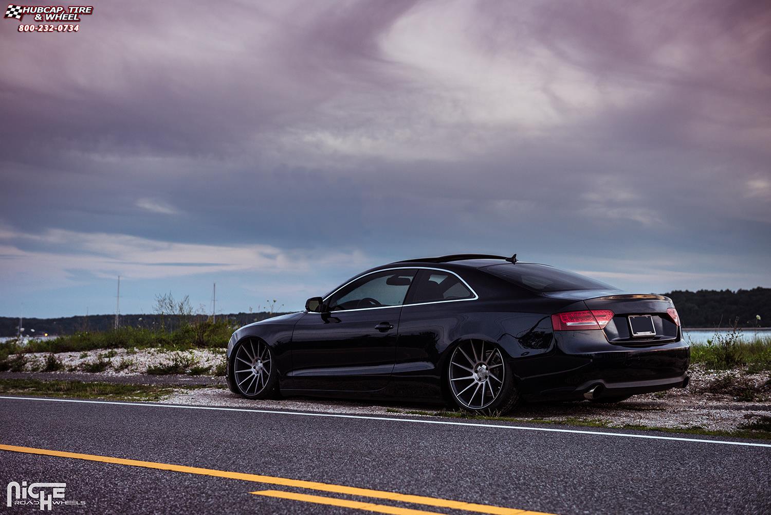 vehicle gallery/audi a5 niche surge m114 20x105 Black & Machined w/ Dark Tint wheels and rims