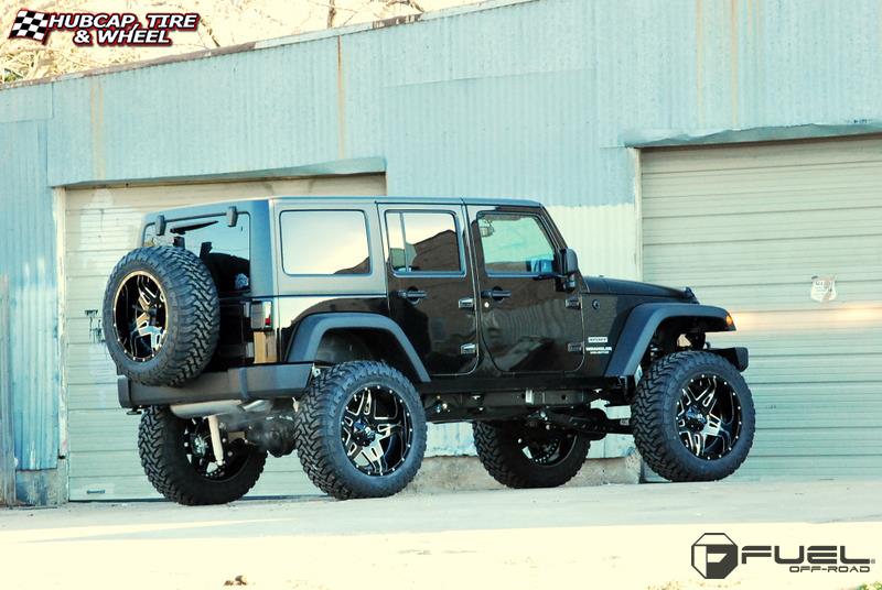 vehicle gallery/jeep wrangler fuel full blown d254 22X14  Gloss Black & Milled wheels and rims
