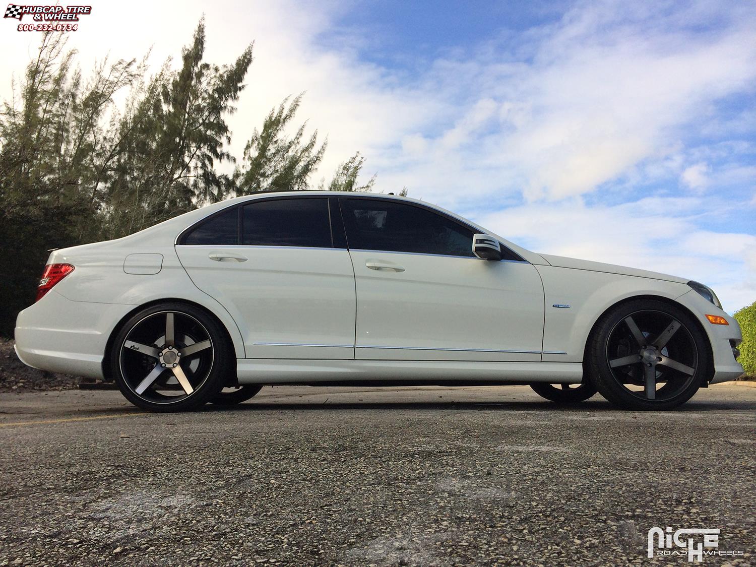 vehicle gallery/mercedes benz c350 niche milan m134 19x85  Black & Machined with Dark Tint wheels and rims