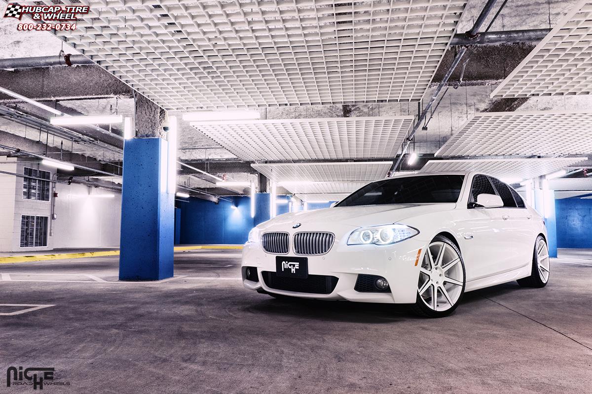 vehicle gallery/bmw 550i x drive niche nyx 20x9  Gloss White | Gloss Black Windows wheels and rims