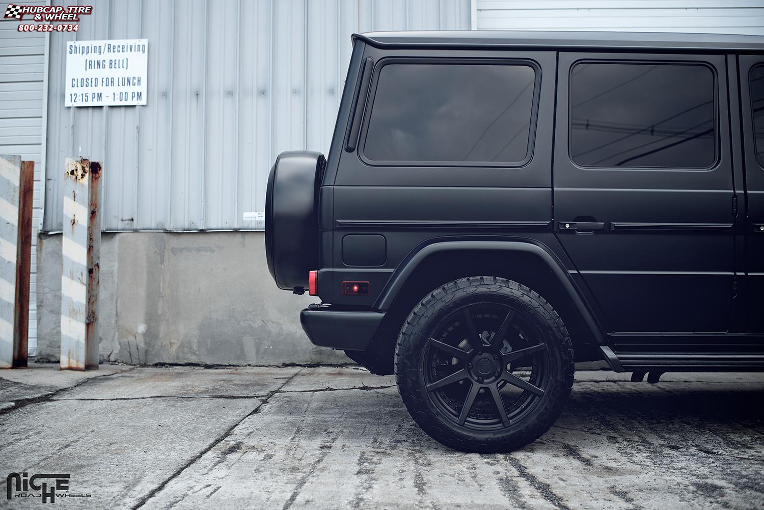 vehicle gallery/mercedes benz g63 niche nyx 20x10  Matte Black Face & Lip, Gloss Black Windows wheels and rims