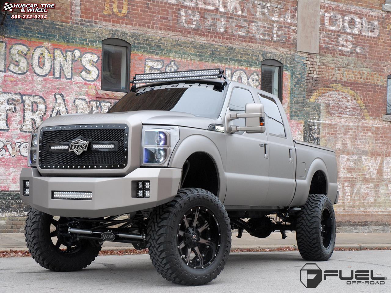 vehicle gallery/ford f 350 fuel nutz d252 22X14  Black & Machined with Dark Tint wheels and rims