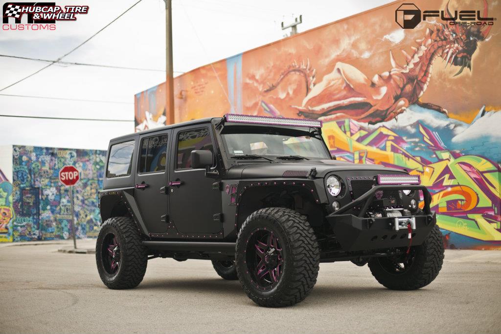 vehicle gallery/jeep wrangler fuel full blown d254 20X10  Gloss Black & Milled wheels and rims