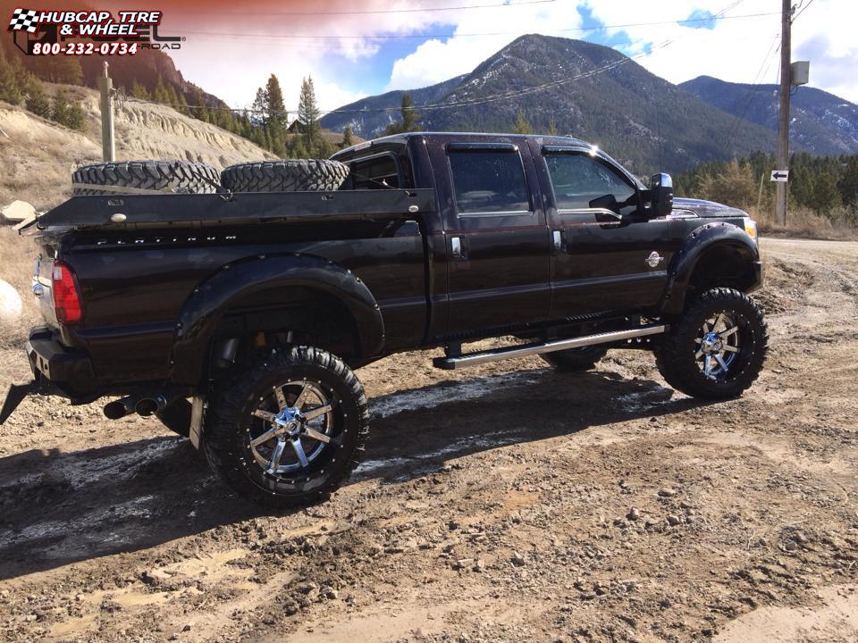 vehicle gallery/ford f 350 fuel maverick d260 24X12  Chrome with Gloss Black Lip wheels and rims
