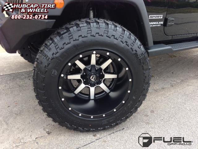 vehicle gallery/jeep wrangler fuel maverick d537 20X14  Matte Black & Machined Face wheels and rims