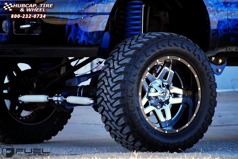 vehicle gallery/ford f 250 fuel full blown d253 22X12  PVD Chrome Center | Gloss Black Lip wheels and rims