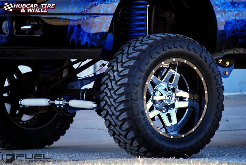 vehicle gallery/ford f 250 fuel full blown d253 22X12  PVD Chrome Center | Gloss Black Lip wheels and rims