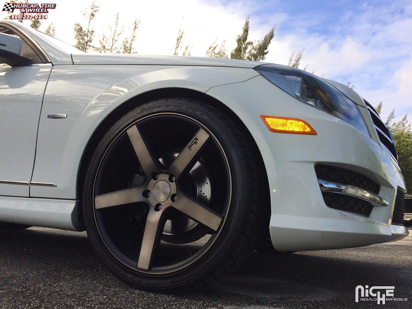 vehicle gallery/mercedes benz c350 niche milan m134 19x85  Black & Machined with Dark Tint wheels and rims