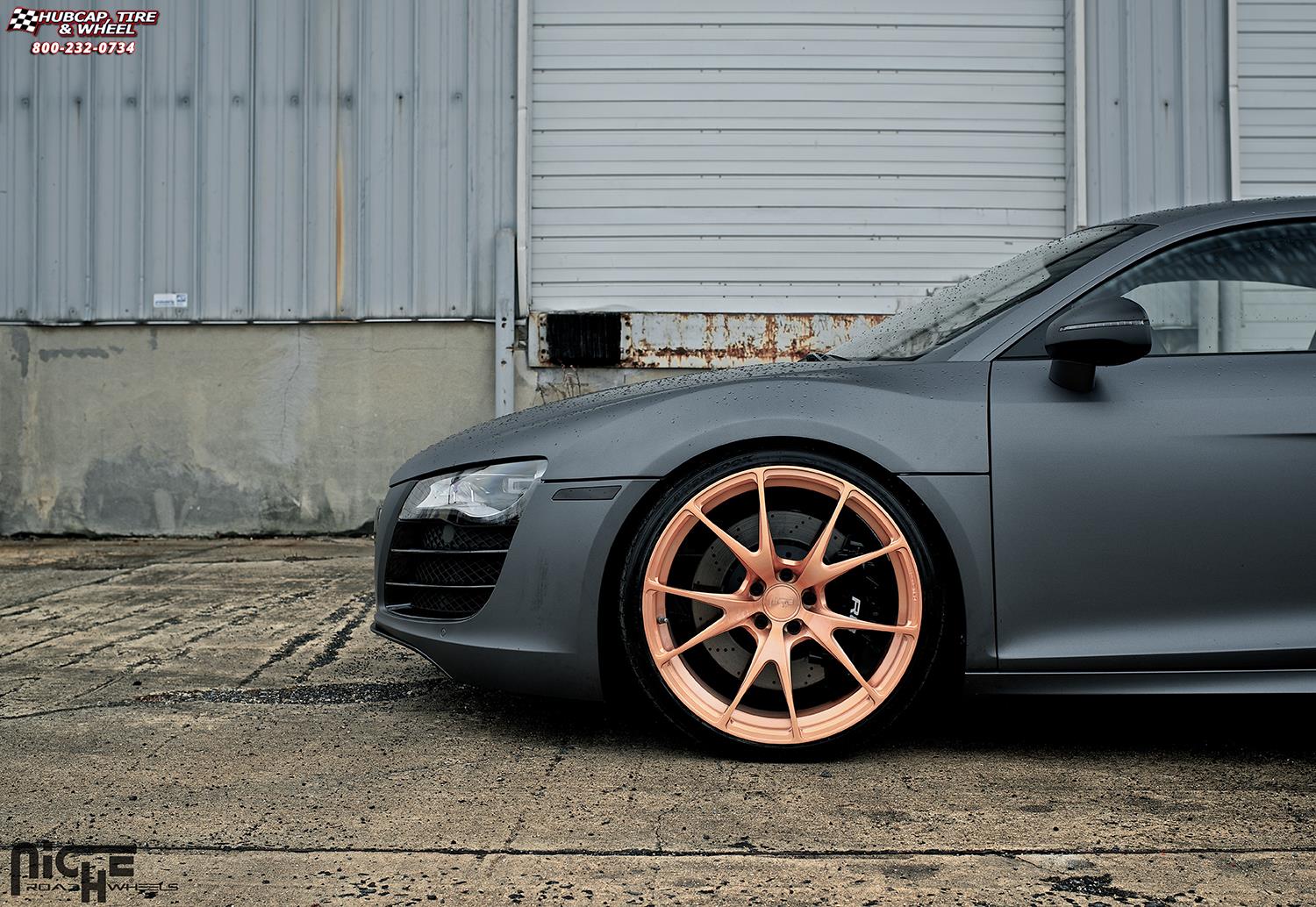 vehicle gallery/audi r8 niche stuttgart 20x9  Rose Gold wheels and rims