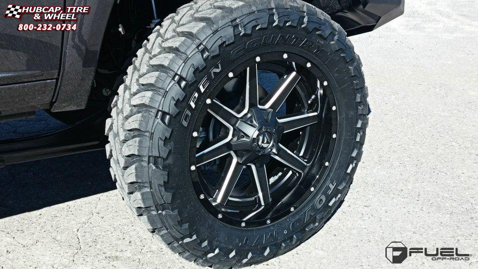 vehicle gallery/dodge ram 2500hd fuel maverick d538 22X10  Black & Milled wheels and rims