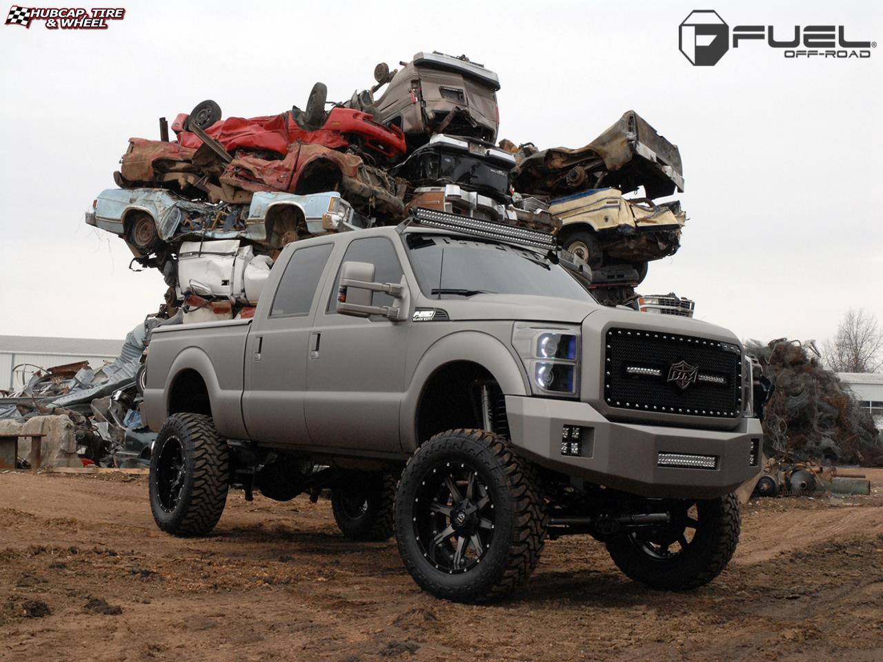 vehicle gallery/ford f 350 fuel nutz d252 22X14  Black & Machined with Dark Tint wheels and rims