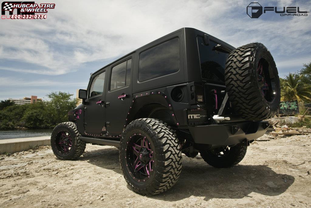 vehicle gallery/jeep wrangler fuel full blown d254 20X10  Gloss Black & Milled wheels and rims