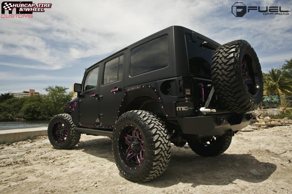 vehicle gallery/jeep wrangler fuel full blown d254 20X10  Gloss Black & Milled wheels and rims