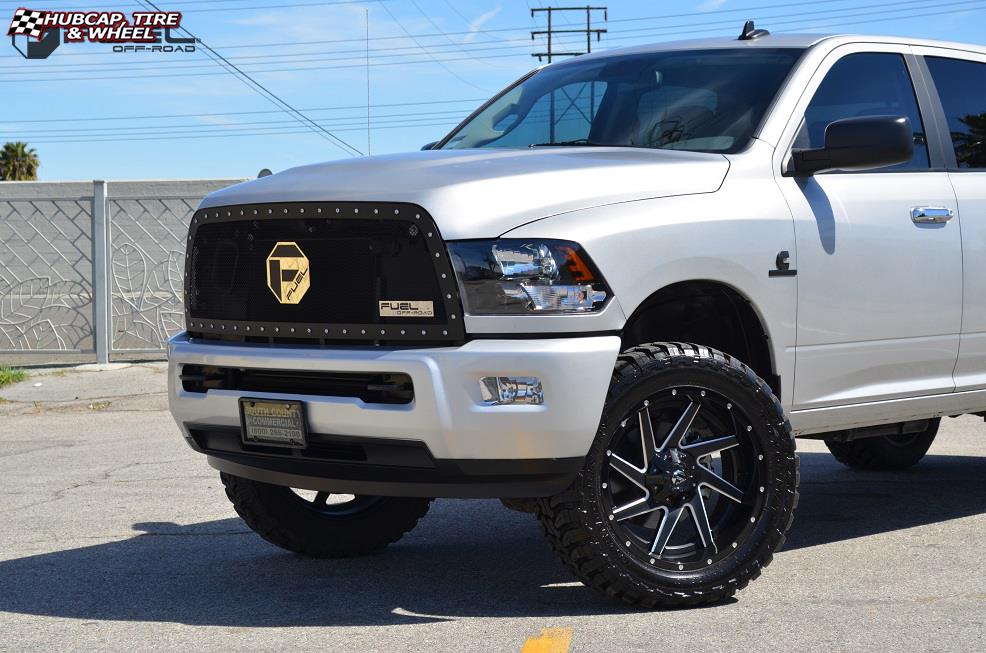 vehicle gallery/dodge ram 2500 fuel renegade d265 22X10  Black & milled center, gloss black outer wheels and rims