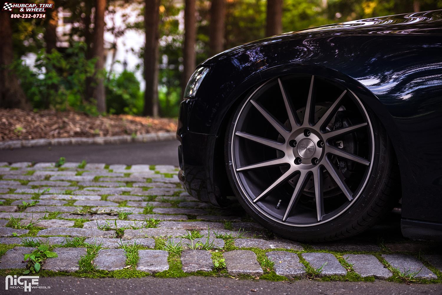 vehicle gallery/audi a5 niche surge m114 20x105 Black & Machined w/ Dark Tint wheels and rims