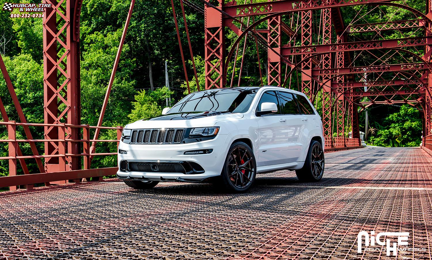 vehicle gallery/jeep cherokee srt8 niche misano 22x105 Candy Black wheels and rims