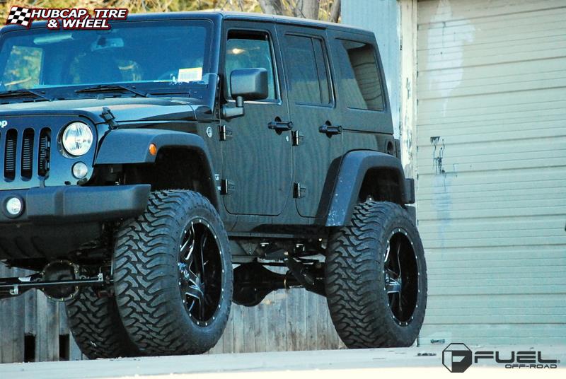 vehicle gallery/jeep wrangler fuel full blown d254 22X14  Gloss Black & Milled wheels and rims