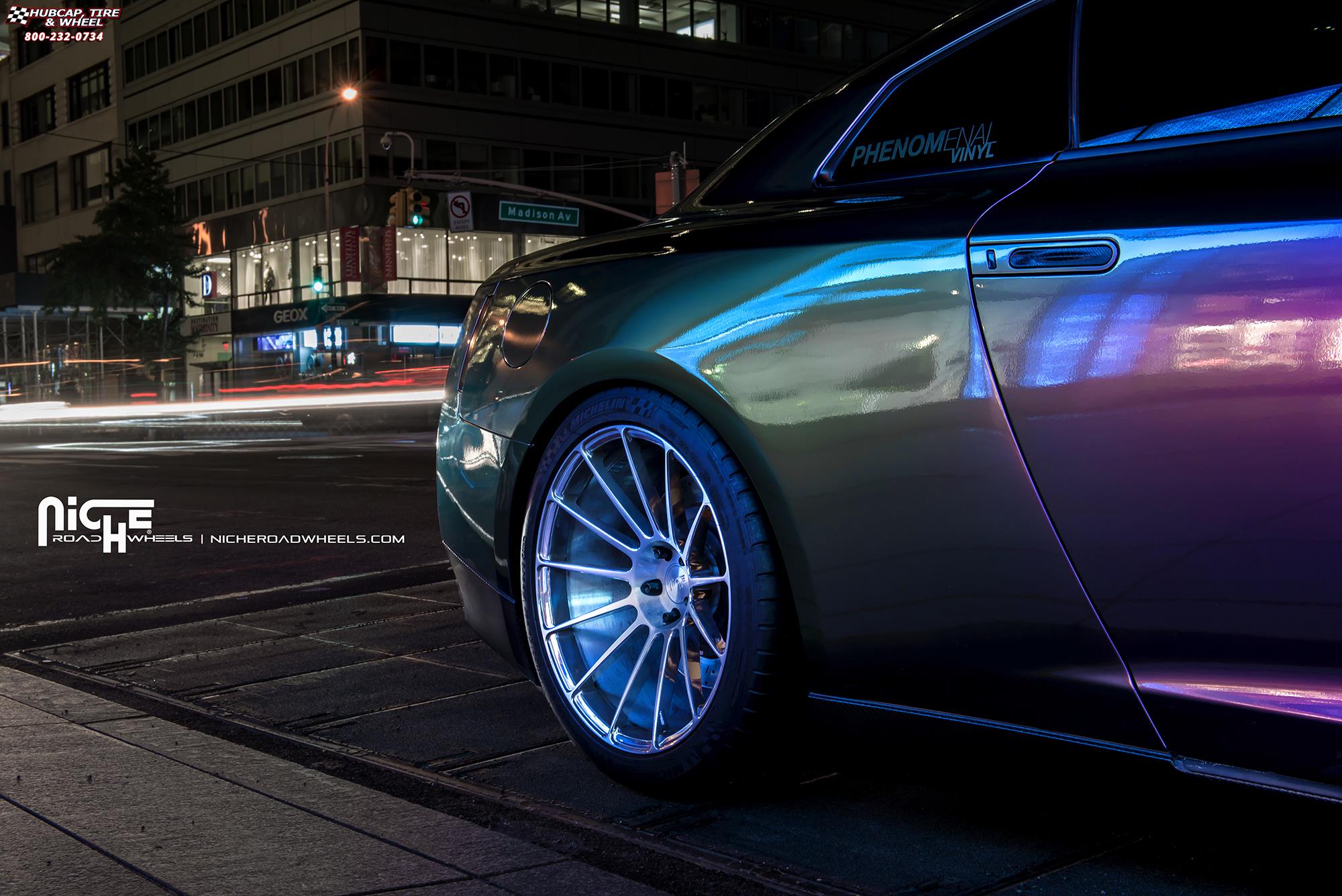 vehicle gallery/nissan gt r niche spec 20x10  Brushed Face | Hi Luster Polished Windows | Brushed Barrel wheels and rims