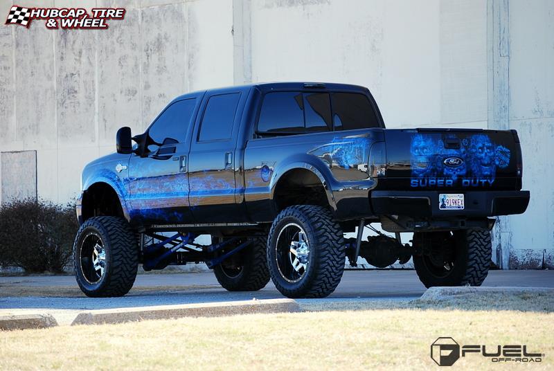 vehicle gallery/ford f 250 fuel full blown d253 22X12  PVD Chrome Center | Gloss Black Lip wheels and rims